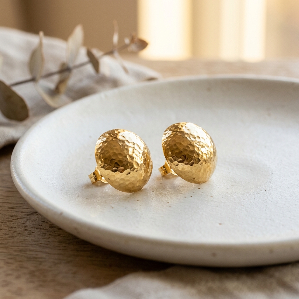 Hammered Gold Studs