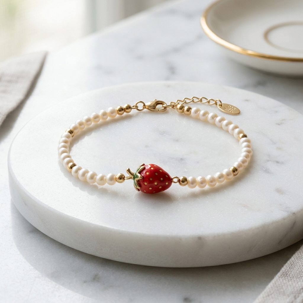 Pearl & Strawberry Bracelet